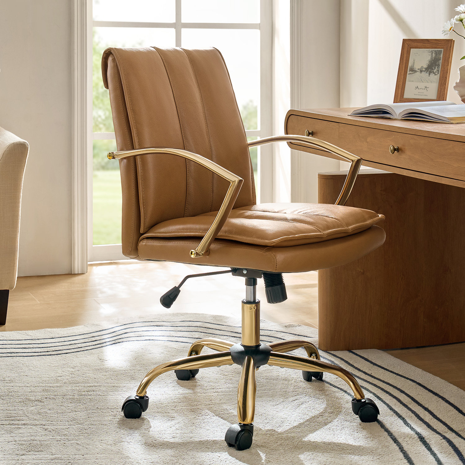 Mercer41 Modern 40"H Genuine Leather Swivel Tilting Office Chair with